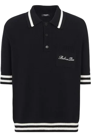 Balmain Logo-embroidered striped polo shirt
