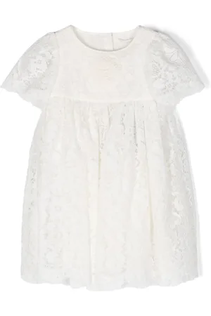 Dolce & Gabbana Logo-patch floral-lace dress