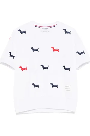 Thom Browne Embroidered-hector dog logo T-shirt