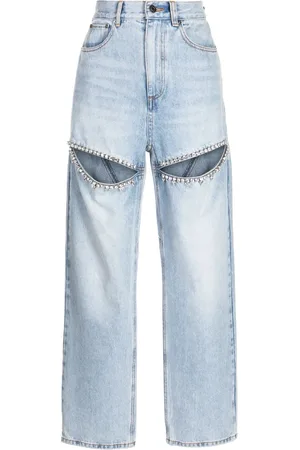 AREA Crystal-embellished straight-leg jeans