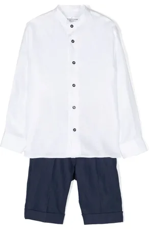 COLORICHIARI Buttoned linen trouser set