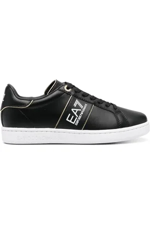 EA7 Logo-print leather sneakers