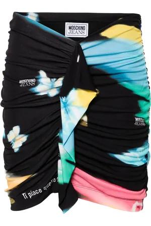 Moschino Butterfly-print ruffled miniskirt