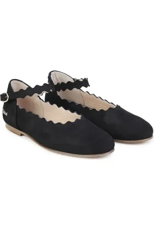 Chloé Scalloped-edge ballerina leather shoes
