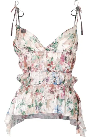 HACULLA Floral ruffle camisole silk top