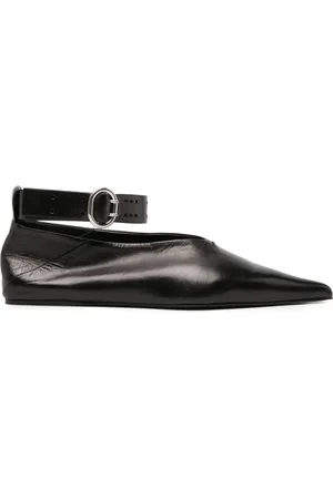 Jil Sander Pointed-toe leather ballerina shoes