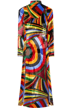 Puccini Iride-print velvet maxi dress