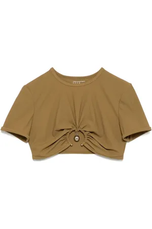 CHRISTOPHER ESBER Ruched Orbit Crop T-shirt