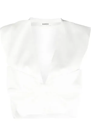 Sandro Oversized bow-detail cropped top