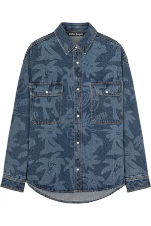 Palm Angels Palmity laser-print denim shirt