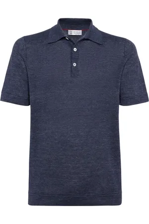 Brunello Cucinelli Ribbed-collar slub-texture polo shirt