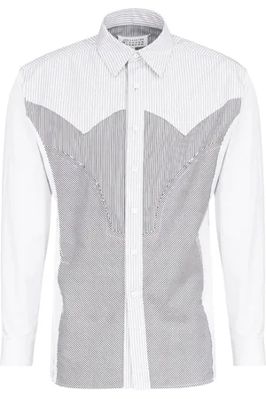 Maison Margiela Panelled striped cotton shirt