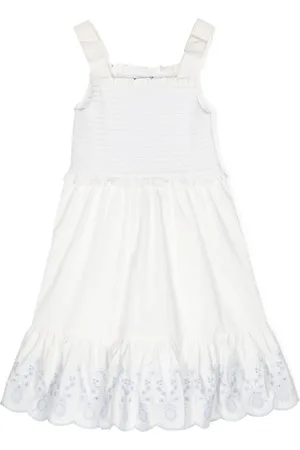 Self-Portrait Embroidered-edge cotton dress