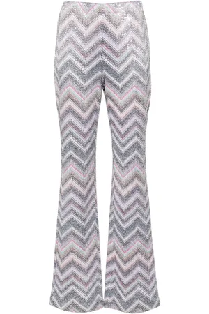 Missoni Sequinned zigzag-woven flared trousers