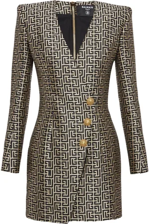 Balmain Monogram-print blazer minidress