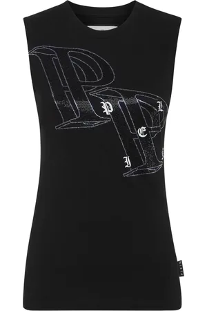 Philipp Plein Crystal-embellished logo-print tank top