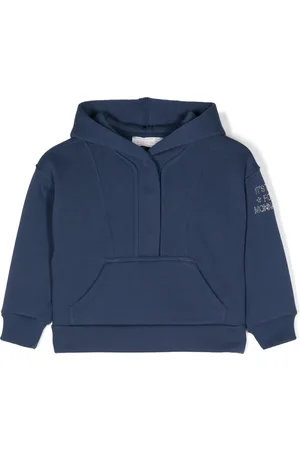 MONNALISA Rhinestone-logo seamed hoodie