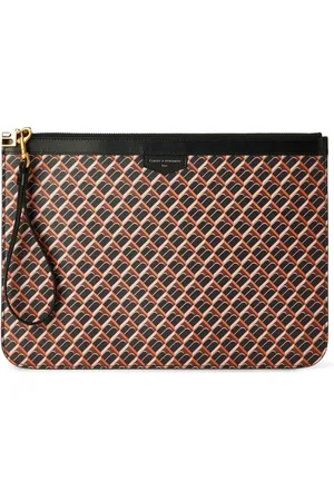 Tammy & Benjamin Monogram-pattern canvas clutch bag