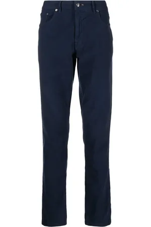 Hackett Moleskin logo-patch straight-leg cotton trousers