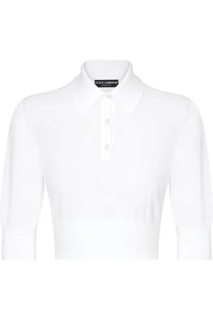 Dolce & Gabbana Cropped fine-knit polo shirt