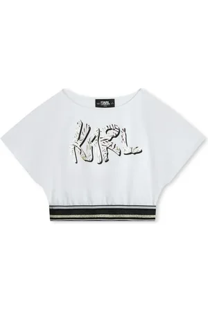 Karl Lagerfeld Logo-print glitter jersey T-shirt
