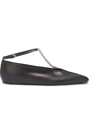 Jil Sander Crystal-embellished leather ballerina shoes