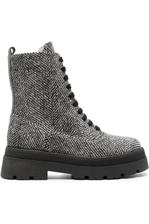 Fabiana Filippi Herringbone-pattern lace-up ankle boots
