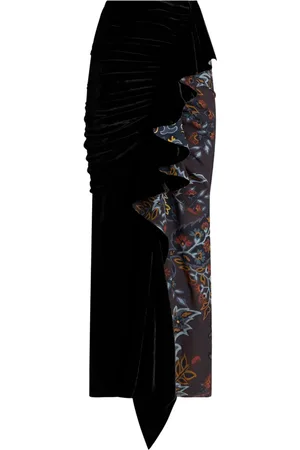 Etro Asymmetric paisley-print midi skirt