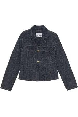 Ganni Fluffy denim fitted blazer
