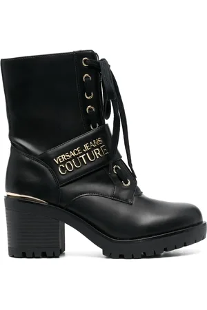 VERSACE Logo-plaque lace-up boots