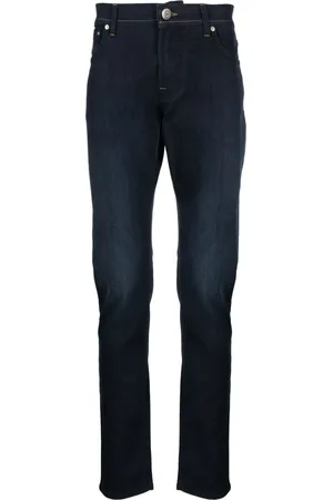 corneliani Logo-embroidered straight jeans