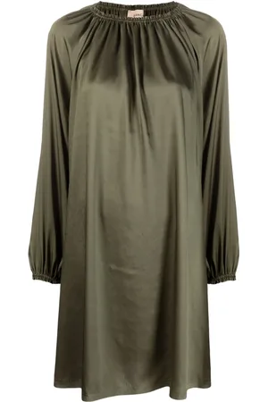 BLANCA Gathered-detail long-sleeve dress