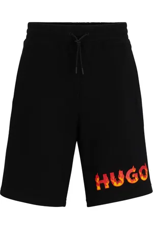 HUGO BOSS Flame logo-print cotton shorts