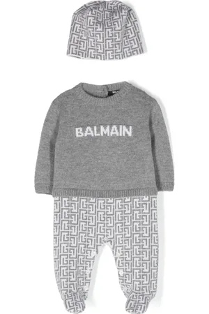 Balmain Intarsia-knit babygrow set
