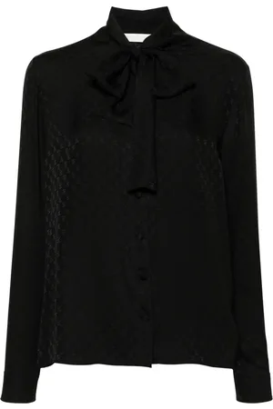 Palm Angels Monogram-jacquard silk blouse