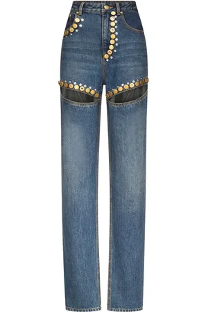 AREA Crystal button jeans