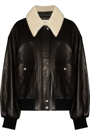 Khaite Shearling-trim collar jacket