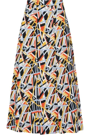 ROSETTA GETTY Abstract-print pleat-detail maxi skirt