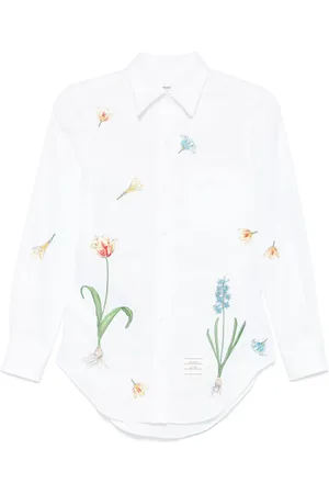 Thom Browne Floral-embroidery cotton shirt