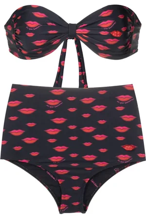 AMIR SLAMA Lip-print high-waisted bikini