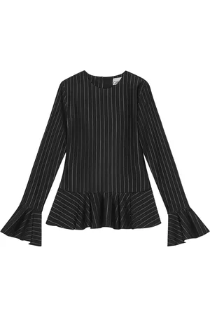 Ganni Pinstriped peplum blouse