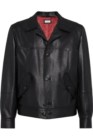 Brunello Cucinelli Grained leather jacket