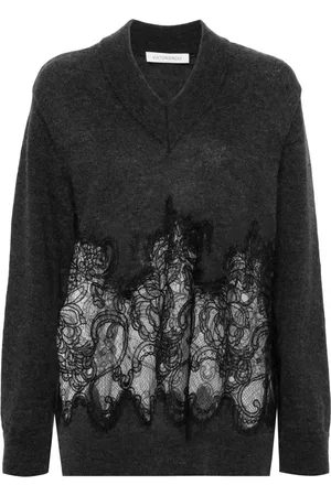 Viktor & Rolf Lace-detail V-neck jumper
