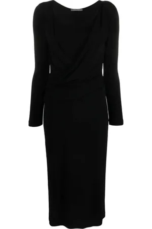 Alberta Ferretti Round-neck draped midi dress