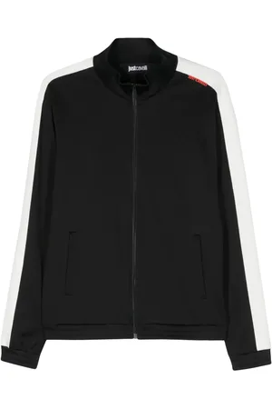 Roberto Cavalli Jacquard-logo motif zipped sweatshirt