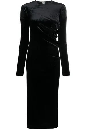 Totême Twisted velvet midi dress