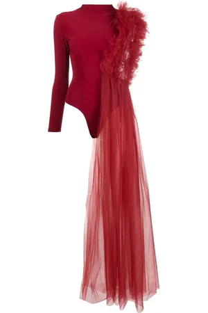 Alchemy X Lia Aram ruched one-shoulder tulle jersey top