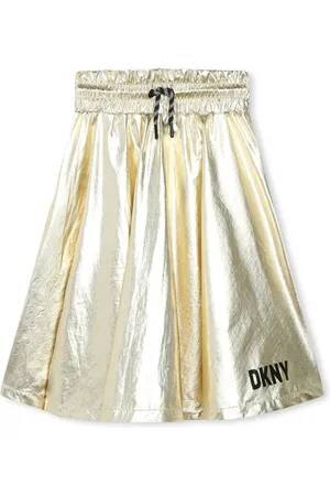 DKNY Metallic-finish drawstring-waist skirt