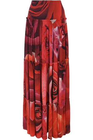Roberto Cavalli Rose-print maxi skirt