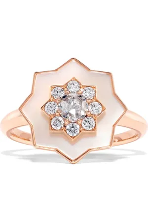 David Morris 18kt rose gold Astra diamond and mother-of-pearl ring